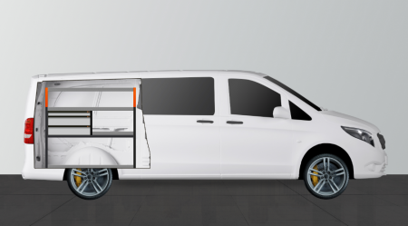 V-LS3 Bilinnredning til Mercedes Vito Mixto Ekstra Lang